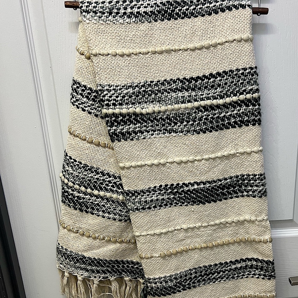 Blue and tan bohemian style throw blanket. Never used.